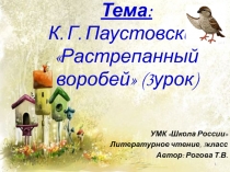 Презентация К. Паустовский Растрепанный воробей