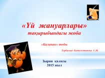 Балабақшада ортаңғы топта өткізілген Үй жануарлары тақырыбындағы жоба