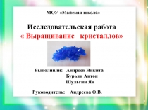Исследовательская работа Выращивание кристаллов