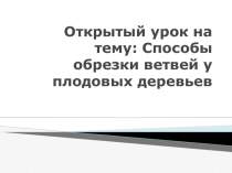 Обрезка плодовых деревьев