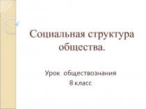 Презентация по обществознанию на тему: Социальная структура общества (8 класс)