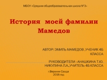 Презентация к сообщению История моей фамилии Мамедов