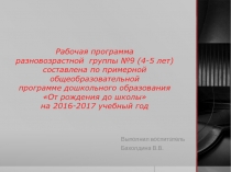 Презентация Рабочей программы для консультации родителей и молодых педагогов