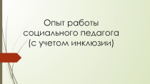Презентация Опыт работы социального педагога (с учетом инклюзии)