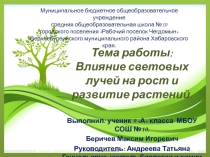 Презентация Влияние световых лучей на рост и развитие растений