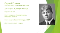 Презентация Детские годы Сергея Есенина