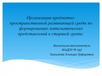 Организация предметно-пространственной развивающей среды по формированию математических представлений в старшей группе.