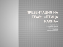 Презентация по литературному чтению- Птица Кахна