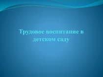 Презентация Трудовое воспитание в ДОУ
