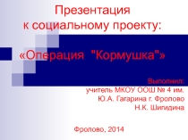 Социальный проект Кормушка