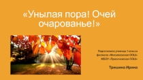 Презентация по литературе Унылая пора! Очей очарованье!
