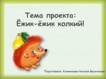 Презентация проекта Ёжик, ёжик колкий
