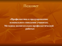 Презентация Профилактика и предупреждение асоциального поведения учащихся. Методика воспитательно-профилактической работы