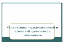 Презентация Организация учебно-исследовательской и проектной деятельности школьников