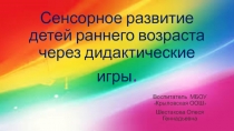 Презентация Сенсорное развитие детей раннего возраста через дидактические игры