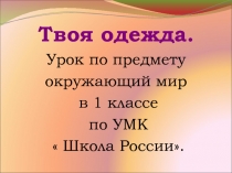 Урок окружающего мира Твоя одежда Школа России
