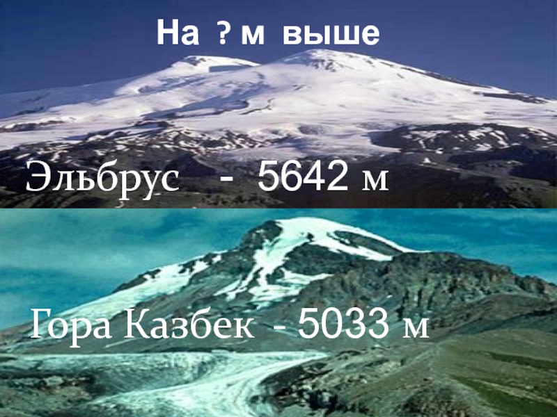 Самопрезентация к конкурсу Учитель года-2014 На ? м выше ЭльбрусГора Казбек- 5642 м- 5033 м На ? м выше ЭльбрусГора Казбек- 5642 м- 5033 м