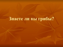 Презентация материал для внеклассного мероприятия в начальной школе Знаете ли вы грибы?