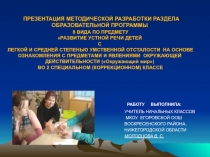 Развитие речи в общеобразовательной школе для детей 8 вида обучения