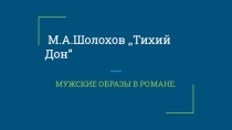 Презентация по литературе 11 класс Мужские образы в романе Шолохова Тихий Дон