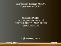 Презентация ОРГАНИЗАЦИЯ ИССЛЕДОВАТЕЛЬСКОЙ ДЕЯТЕЛЬНОСТИ МЛАДШИХ ШКОЛЬНИКОВ