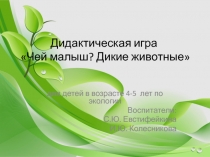 Интерактивная игра по экологическому воспитанию Чей малыш? для детей в возрасте 4-5 лет.