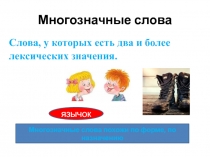 Презентация на курсу школа развития речи Многозначные слова