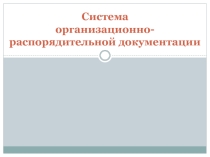 ДОУ Система организационно-распорядительной документации