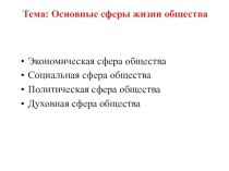 Презентация по обществознанию Основные сферы жизни общества