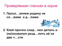 Презентация по русскому языку на тему Проверяемые гласные в корнях