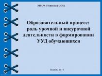 Образовательный процесс: роль урочной и внеурочной деятельности в формировании УУД обучающихся