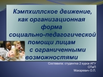 Организационная форма социально-педагогической помощи лицам с ограниченнными возможностями