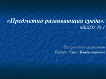 Предметно развивающая среда МБДОУ № 1