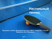 Презентация к уроку Настольный теннис