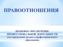 Презентация по предмету Правовое обеспечение профессиональной деятельности на тему: Правоотношения.