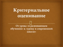 Презентация для классного руководителя на тему Критериальное оценивание
