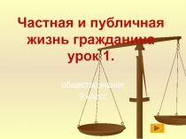 Презентация по обществознанию на тему Частная и публичная жизнь гражданина.