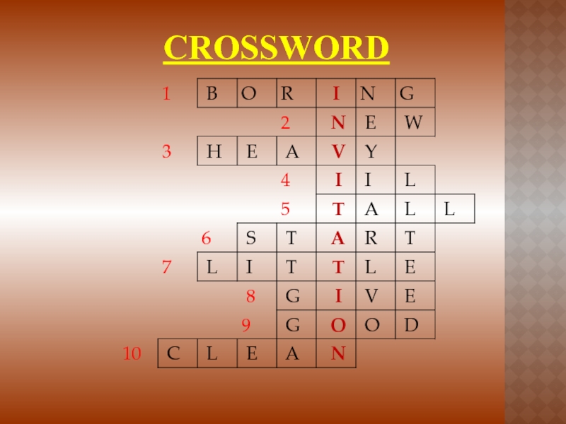 Презентация по английскому языку на тему Invitation (6 класс ) CROSSWORD CROSSWORD