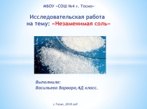 Презентация к исследовательскому проекту Незаменимая соль
