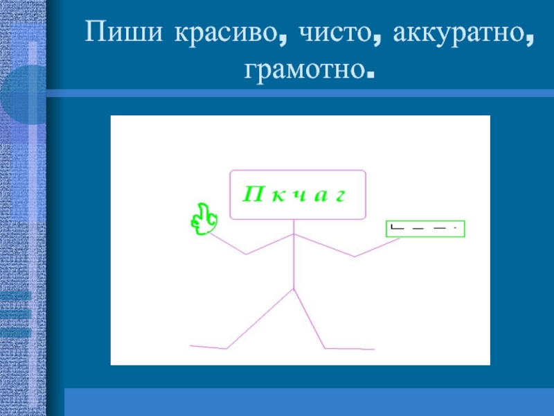 Презентация по русскому языку Эффективные приемы закрепления изученного на уроках русского языка Пиши красиво, чисто, аккуратно, грамотно. Пиши красиво, чисто, аккуратно, грамотно.