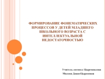 Презентация по логопедии Формирование фонематических процессов у детей младшего школьного возраста с интеллектуальной недостаточностью (2 класс)