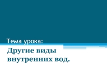 Презентация по географии на тему Другие виды вод России (8 класс)