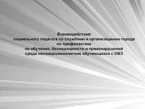 Взаимодействие социального педагога со службами и организациями города по профилактике не обучения, безнадзорности и правонарушений среди несовершеннолетних обучающихся с ОВЗ
