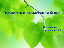 Экология в развитии ребенка