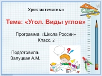 Презентация по математике Виды углов