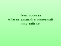 Презентация по окружающему миру по теме: Тайга