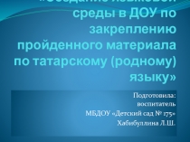 Создание языковой среды в ДОУ по закреплению пройденного материала по татарскому (родному) языку