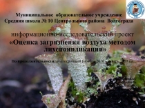 Презентация к исследовательской работе Оценка загрязнения воздуха методом лихеноиндикации