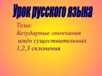Конспект урока по русскому языку и презентация на тему Безударные окончания имён существительных (4 класс)