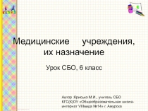 Медицинские учреждения и их назначение 6класс коррекционная школа